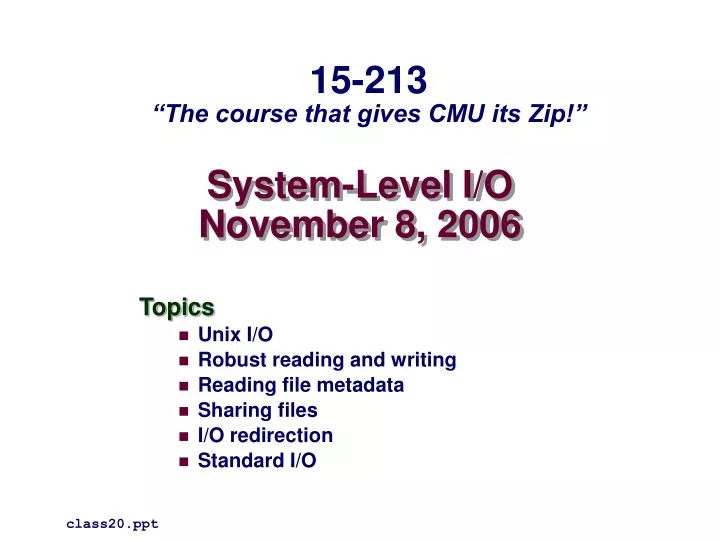 system level i o november 8 2006