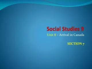 Social Studies 9