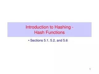 Introduction to Hashing - Hash Functions