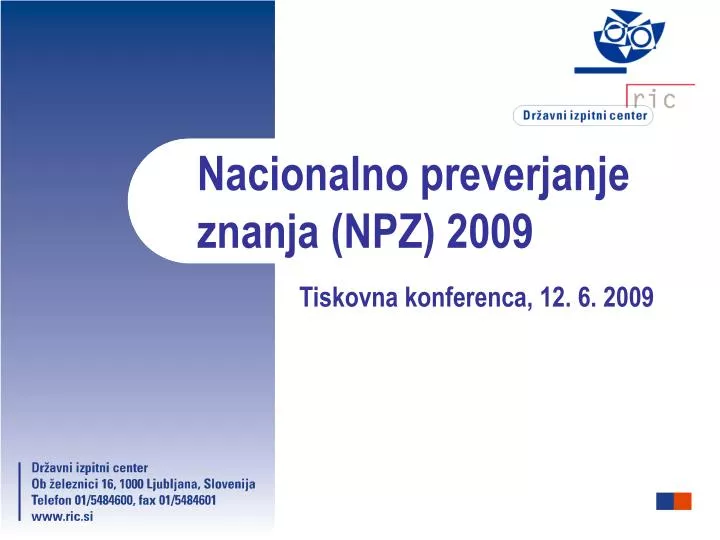 nacionalno preverjanje znanja npz 2009