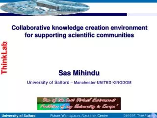 Collaborative knowledge creation environment for supporting scientific communities