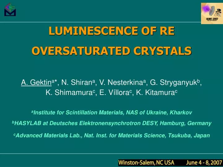 luminescence of re oversaturated crystals