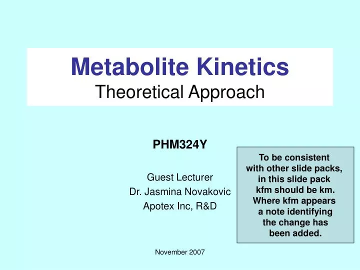 metabolite kinetics theoretical approach