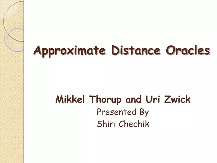 approximate distance oracles