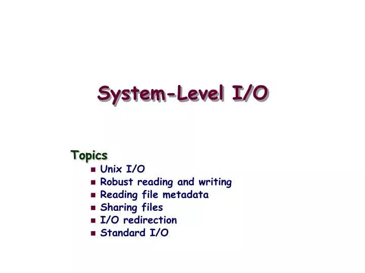 system level i o