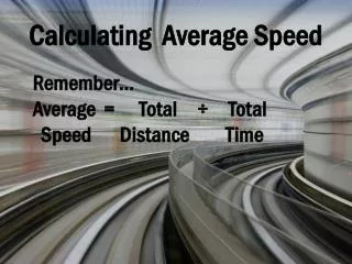 Calculating Average Speed