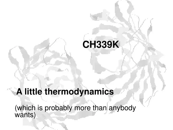 a little thermodynamics