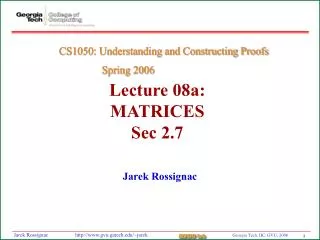 Lecture 08a: MATRICES Sec 2.7