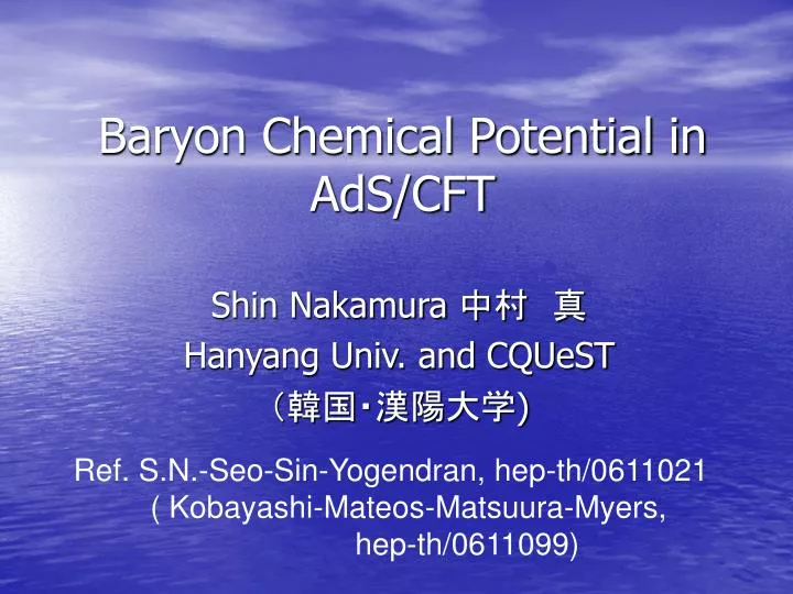 baryon chemical potential in ads cft
