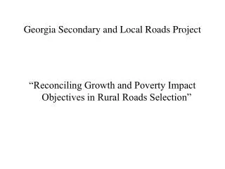 Georgia Secondary and Local Roads Project