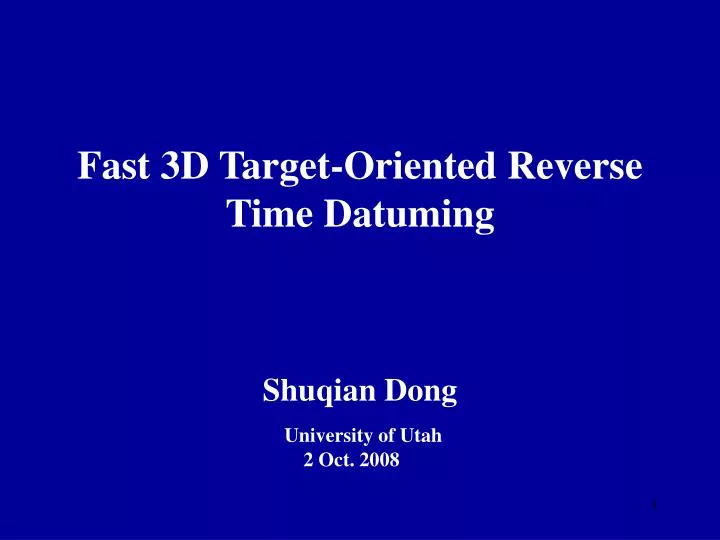 fast 3d target oriented reverse time datuming