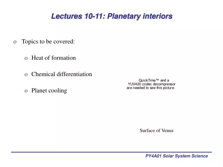 lectures 10 11 planetary interiors