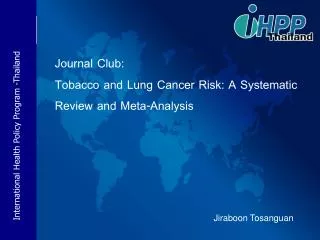 Journal Club: Tobacco and Lung Cancer Risk: A Systematic Review and Meta-Analysis