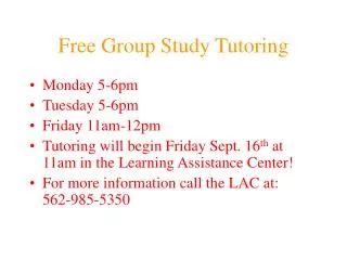 Free Group Study Tutoring