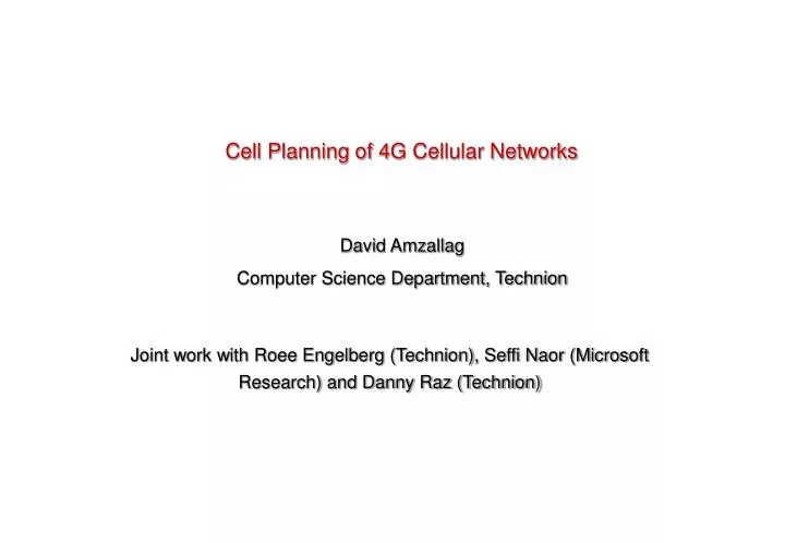 cell planning of 4g cellular networks