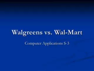 Walgreens vs. Wal-Mart