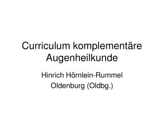 curriculum komplement re augenheilkunde
