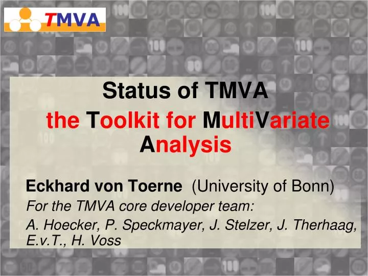 status of tmva the t oolkit for m ulti v ariate a nalysis