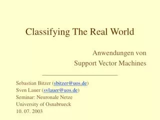 classifying the real world
