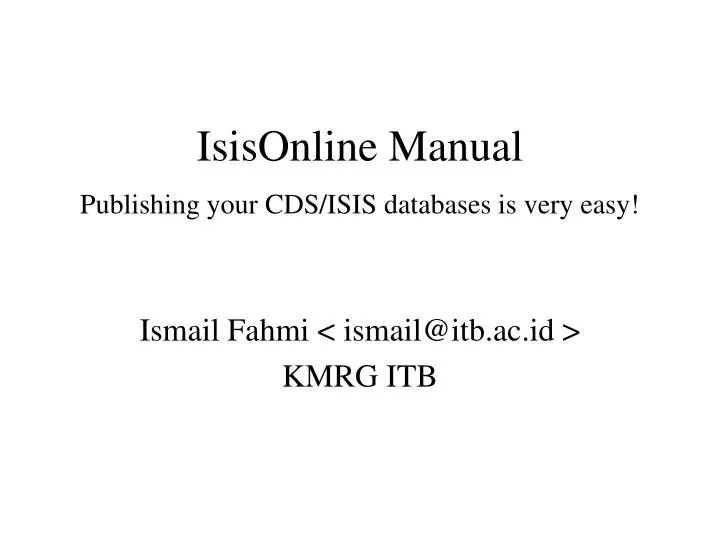 isisonline manual publishing your cds isis databases is very easy
