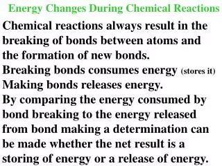 Energy Changes During Chemical Reactions