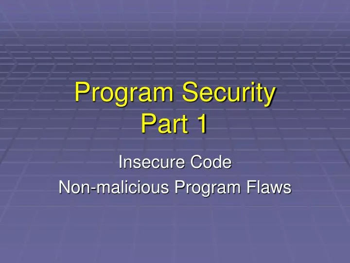 program security part 1