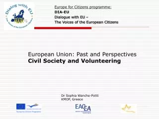 European Union: Past and Perspectives Civil Society and Volunteering