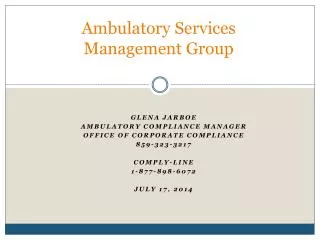 Ambulatory Services Management Group