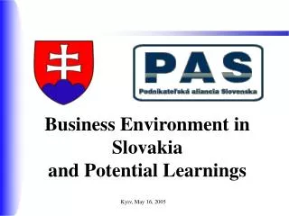 Business Environment in Slovakia and Potential Learnings