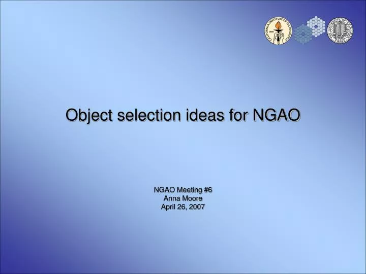 object selection ideas for ngao