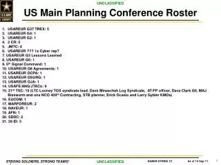 US Main Planning Conference Roster