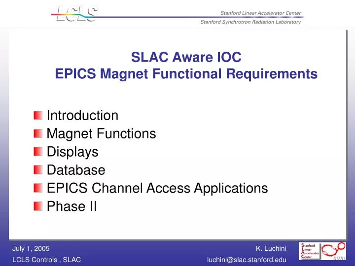 slac aware ioc epics magnet functional requirements