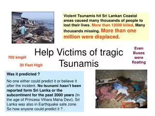Help Victims of tragic Tsunamis
