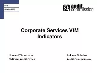 Corporate Services VfM Indicators