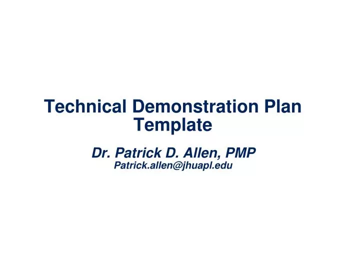 technical demonstration plan template