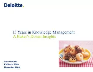 13 Years in Knowledge Management A Baker's Dozen Insights