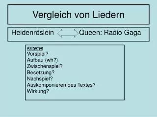 vergleich von liedern