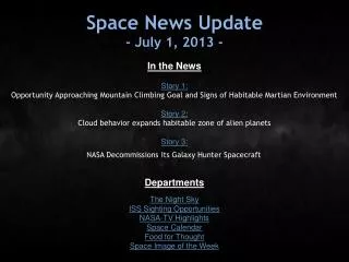 Space News Update - July 1, 2013 -