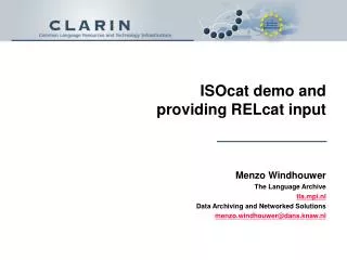 ISOcat demo and p roviding RELcat input