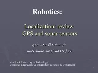 Localization; review GPS and sonar sensors