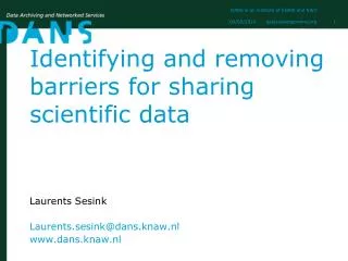 identifying and removing barriers for sharing scientific data