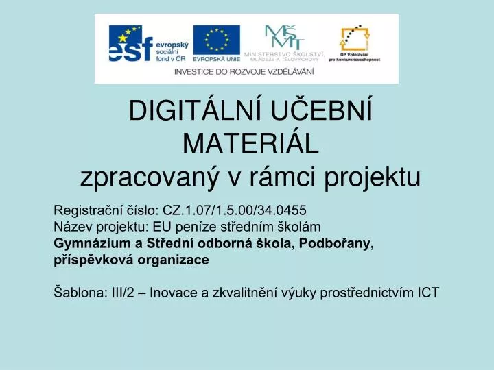 digit ln u ebn materi l zpracovan v r mci projektu