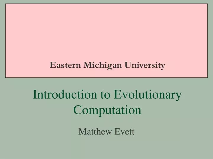 introduction to evolutionary computation