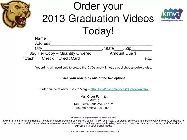 order your 2013 graduation videos today