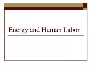 Energy and Human Labor