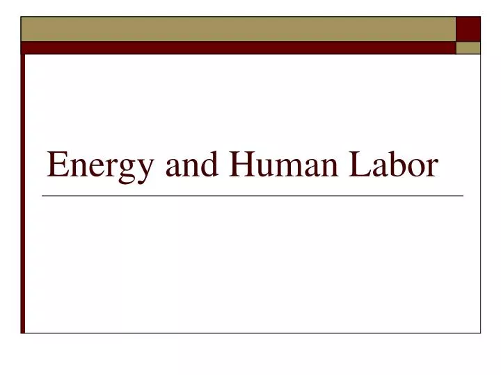 energy and human labor