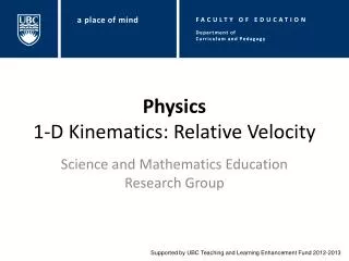 Physics 1-D Kinematics: Relative Velocity