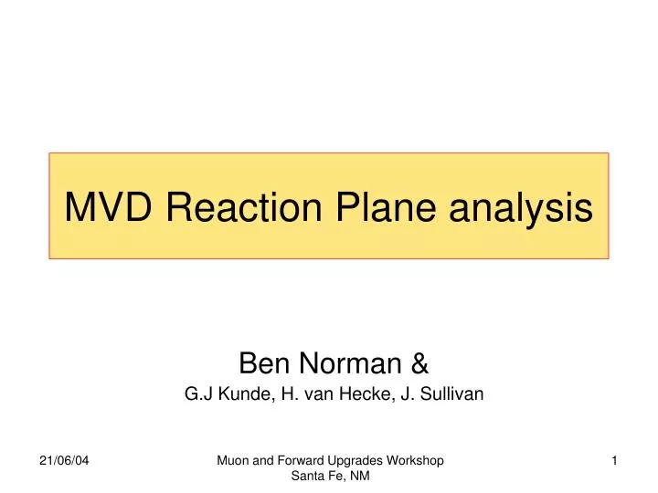 mvd reaction plane analysis