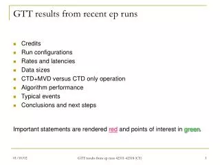 GTT results from recent ep runs