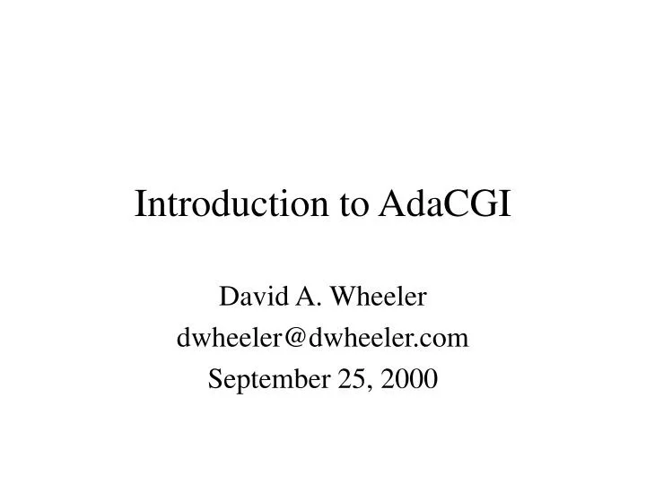 introduction to adacgi